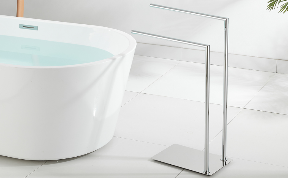 WIRFFND Freestanding Towel Rack for Bathroom Bath Towel Holder Standing on Floor Double Towel Bar 