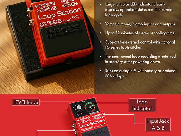 ギター BOSS RC-1 Loop Station Amazon.com: Boss RC-1 Loop Station Bundle with Gearlux