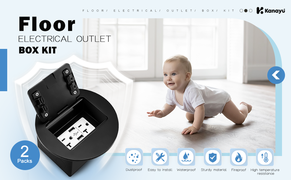 Kanayu 2 Pack Silver Recessed Floor Outlet, 3.98