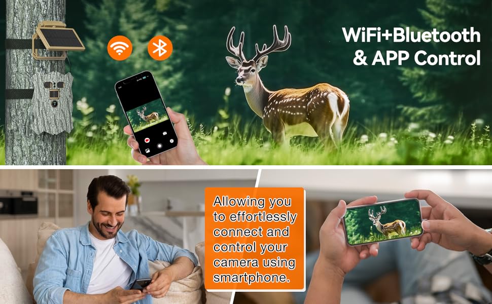 Solar Trail Camera, 4K 46MP UltraThin WiFi Bluetooth Game