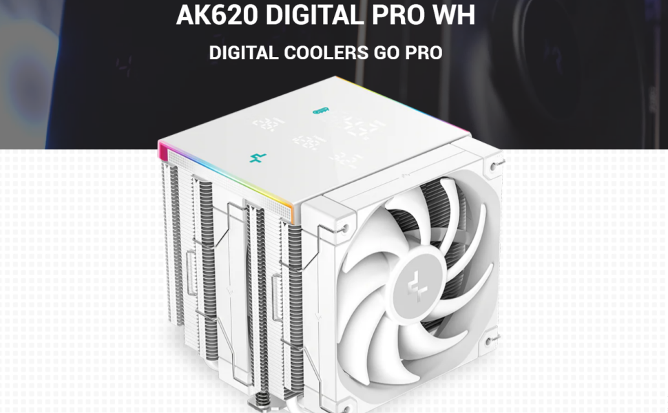 ICOLER AK620 Digital PRO CPU Cooler PC Computer,Dual 1750RPM 120mm PWM Case Fan,