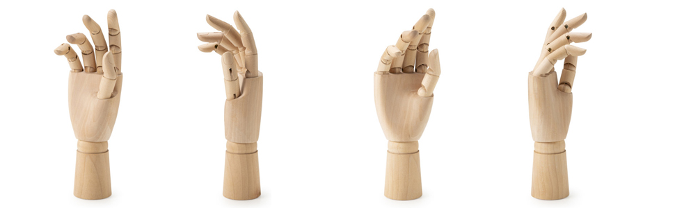 Wooden Hand Model, Flexible Moveable Wooden Women Mannequin Hand Artist Model Jointed Articulated Wood Sculpture for Sketching Drawing Painting Artwork Home Office Desk Decoration(10 "Left Hand) 18 Model hand made of wood
