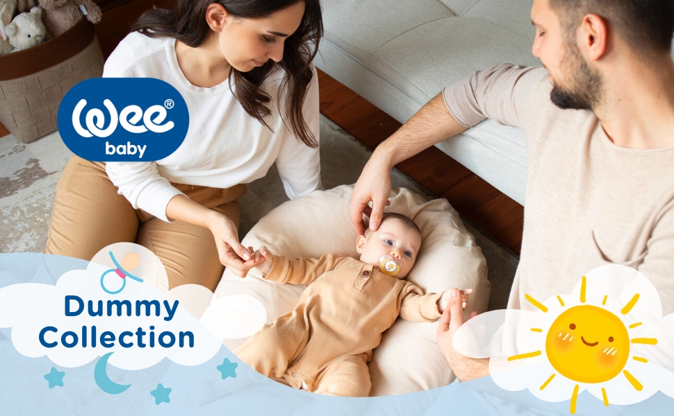 Wee Baby (4Pack) Baby Dummies Durable, Opaque Teething Dummy with