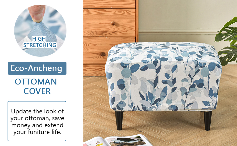 EcoAncheng Stretch Ottoman Cover Rectangular Storage