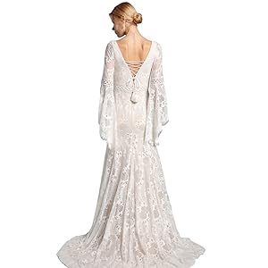 boho lace wedding dress with sleeves