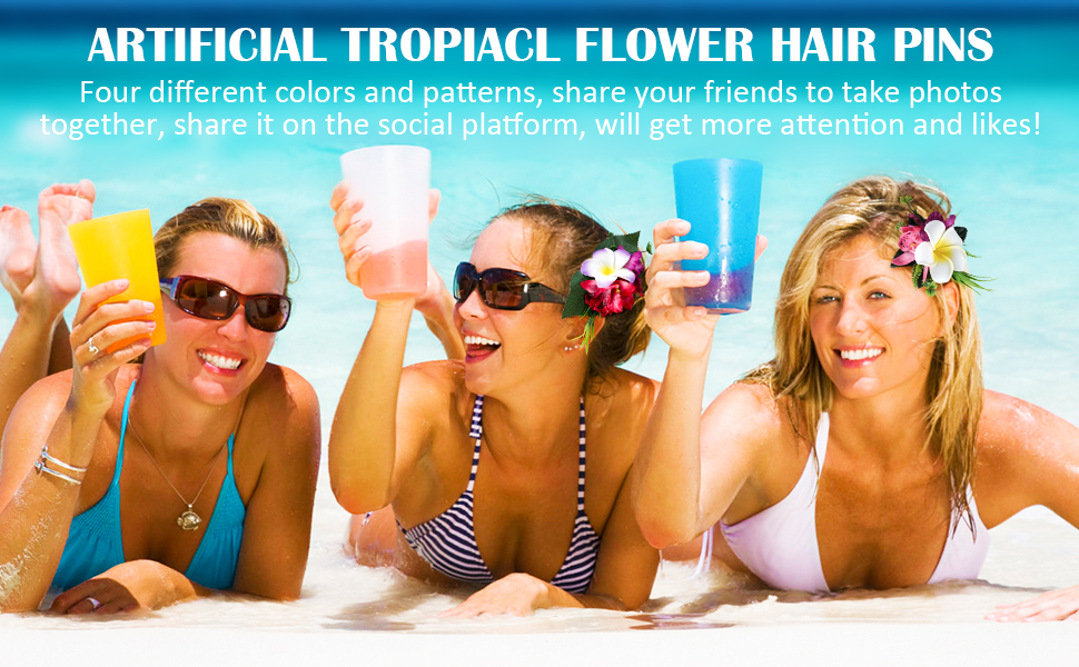 hawaiian flower hair clips