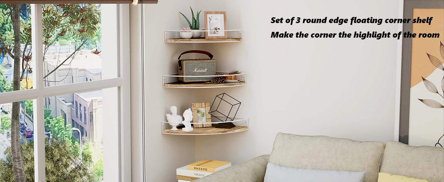 YXDXF Corner Floating Shelves, Corner Wall Shelf with Cable