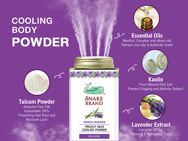 Snake Brand Prickly Heat Lavender Cooling Powder Ingredients