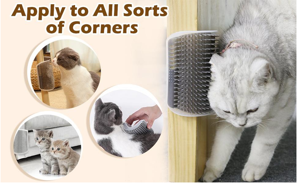 3 Pack Corner Brush for Cats,Proxima Direct Cat Corner Self Groomer Cat