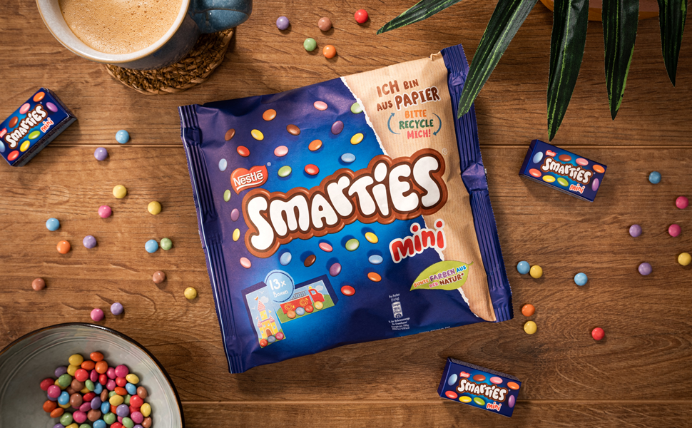 NESTLÉ SMARTIES Mini, kleine Schokolinsen aus Milchschokolade, einzeln ...