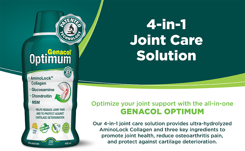 Genacol Optimum is a comple joint care solution. Now in a liquid easy-to-use format.
