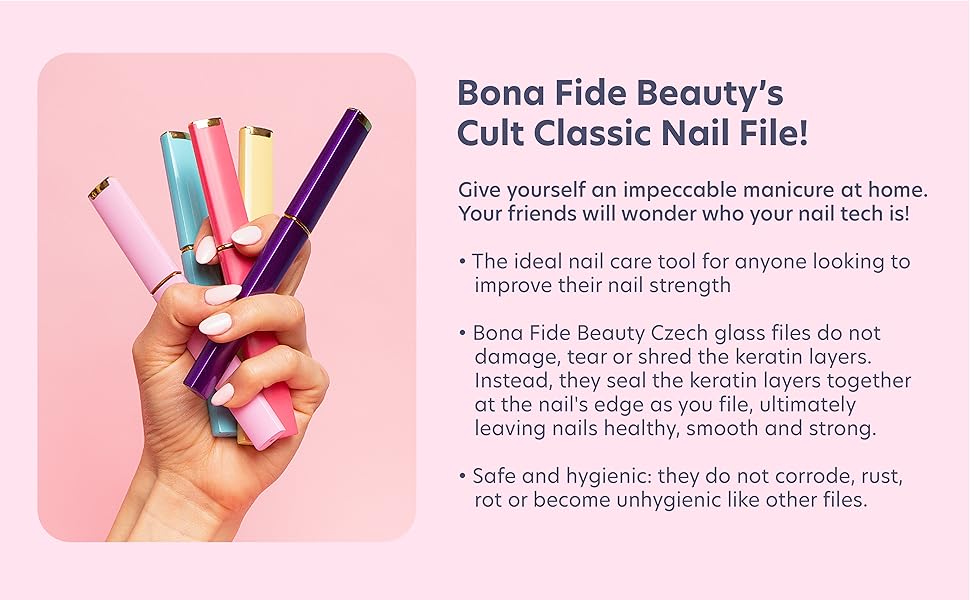 5Piece Glass Nail File Set with Hard Cases, Professional Manicure