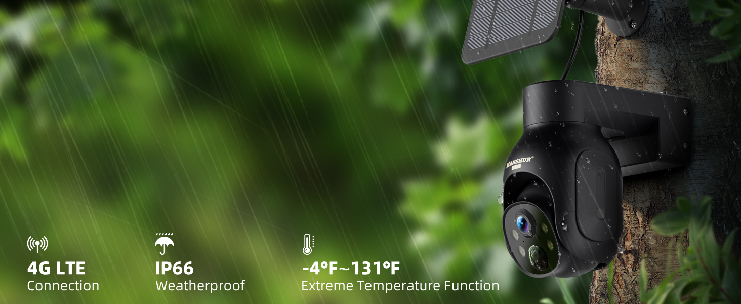 Manshur® 4G LTE Cellular Security Camera Solar with SIM