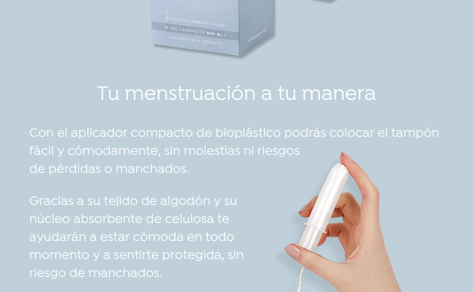 Tampones de algodón orgánico,tampon regular,tampon ecológico,tampones super,tampones organicos