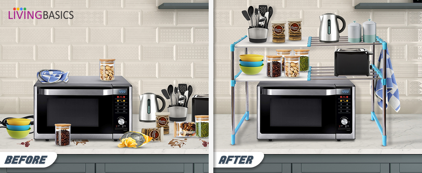 extendable shelf, adjustable racks kitchen, microwave stands, storage stand, otg stand for kitchen