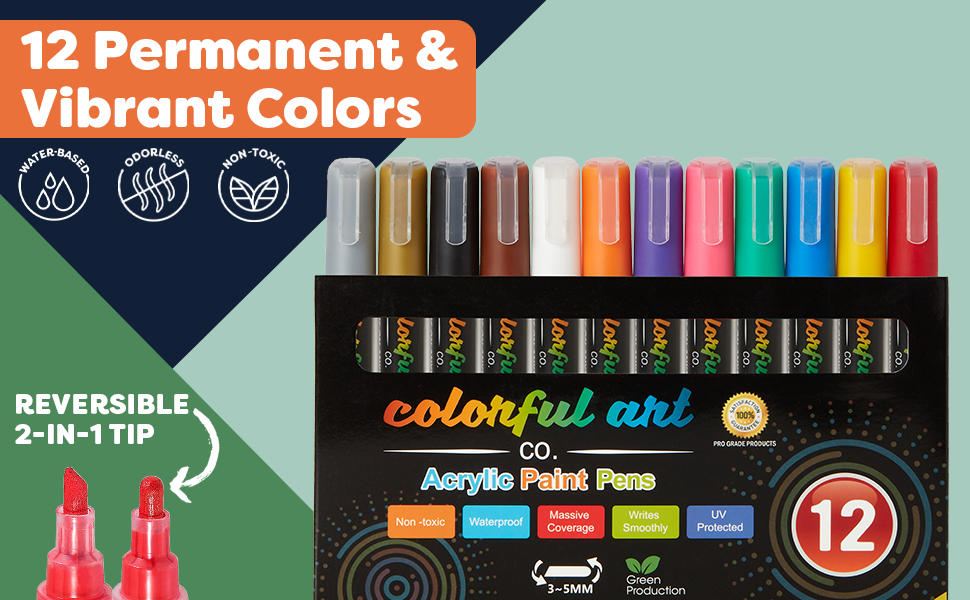 12 permanent & vibrant colors