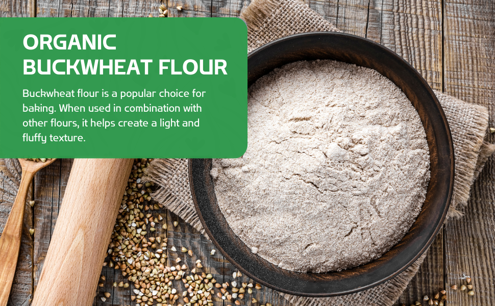 Organic Buckwheat Flour Light 2 LB Vegan, NonGMO by