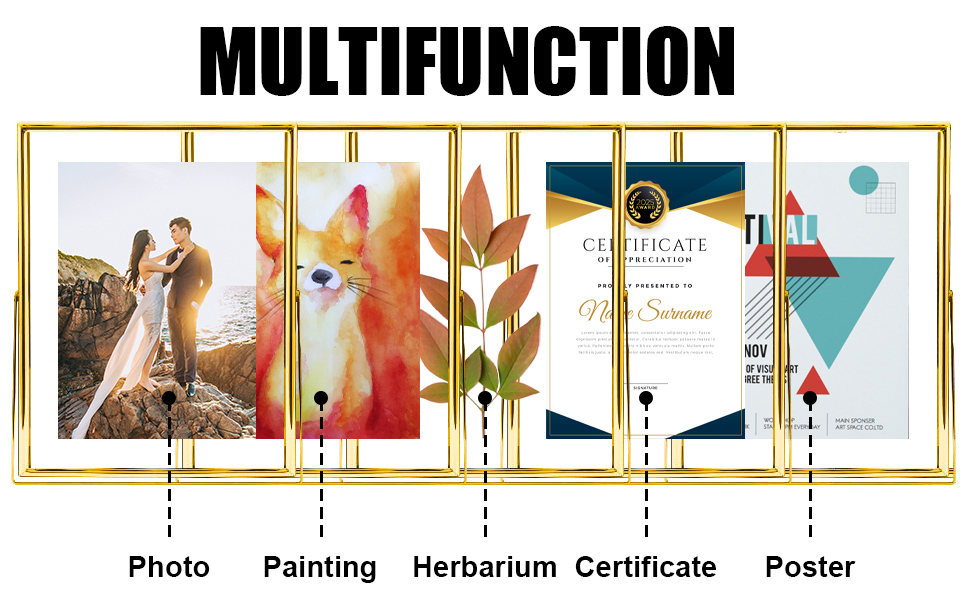 Floating Picture Frame, 8x10 Elegant Gold Floating Frame