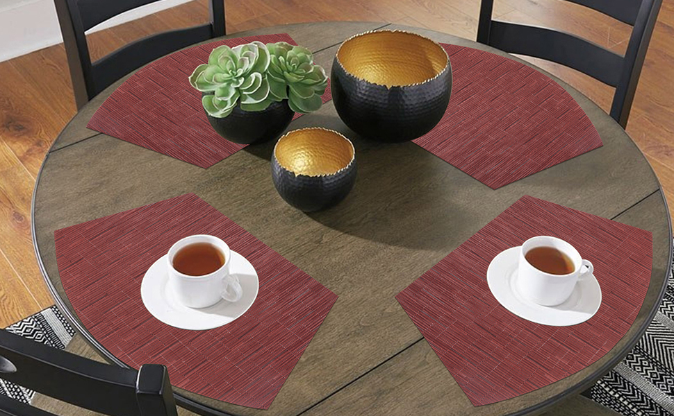SHACOS Round Table Placemats 6 Wedge Placemats with 1