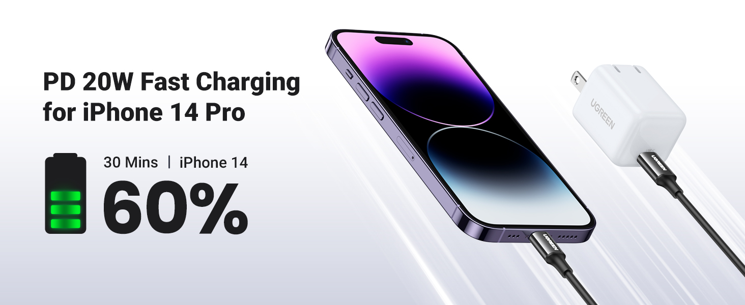 UGREEN iPhone Cable 1M[MFi Certified] USB C to Lightning Cable Fast