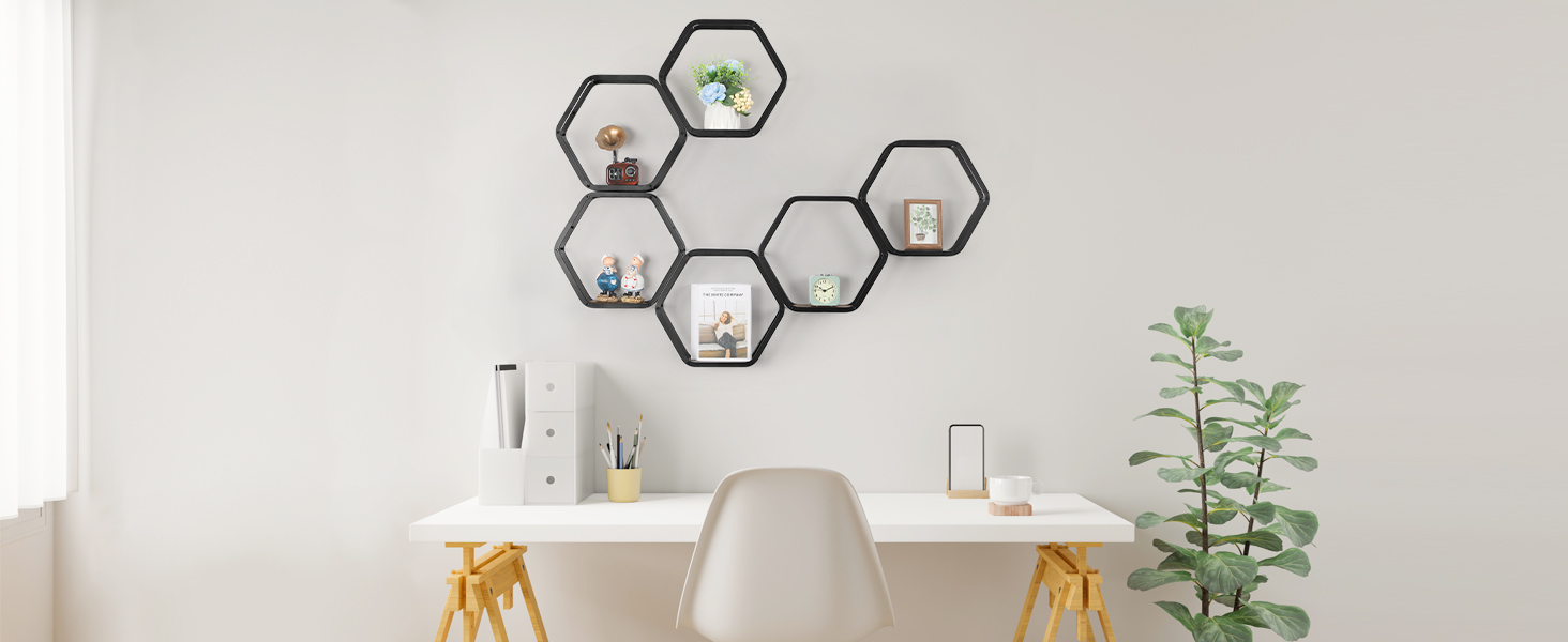 Hexagon Floating Shelves Black Metal Hexagon Shelves Modern Rustic
