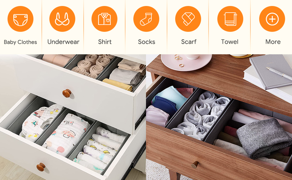 Teklar Dresser Drawer Organizers for Clothing [10 Pack