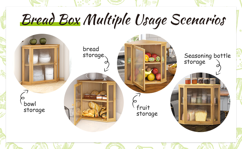 BMOSU Corner Bread Box for Kitchen Countertop Double Layer