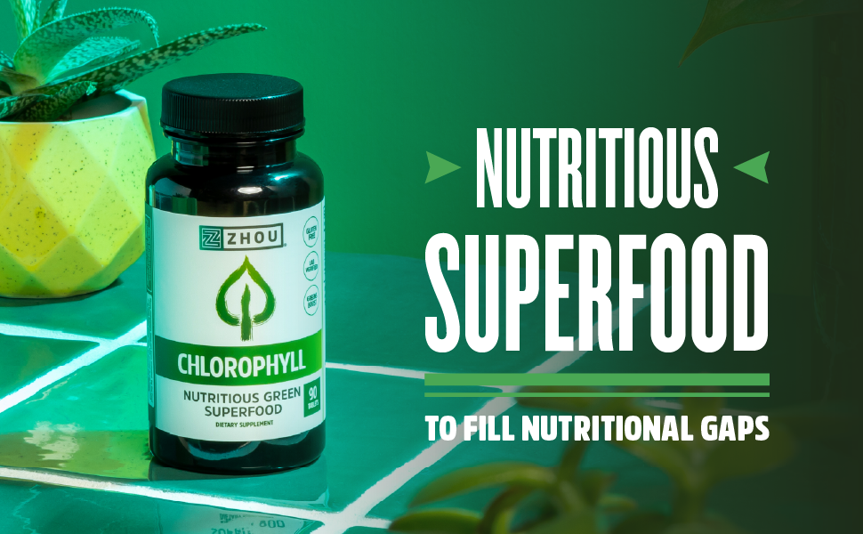 Zhou Nutrition Chlorophyll Tablets, Nutritious Green