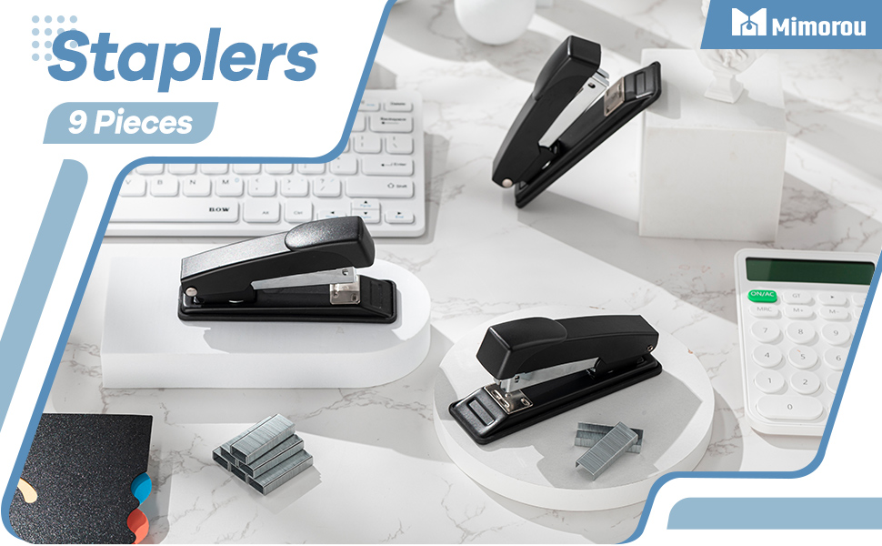 Mimorou 9 Pcs Desktop Office Staplers for Desk with 6000