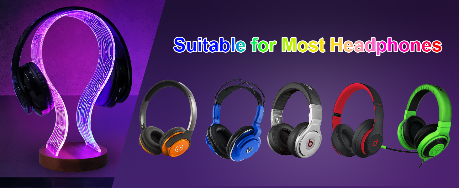 YuanDian Headphone Stand, Wood Headset Holder with Blue