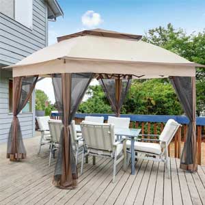 BAKAJI Gazebo 3 x 3 metros plegable con mosquiteras