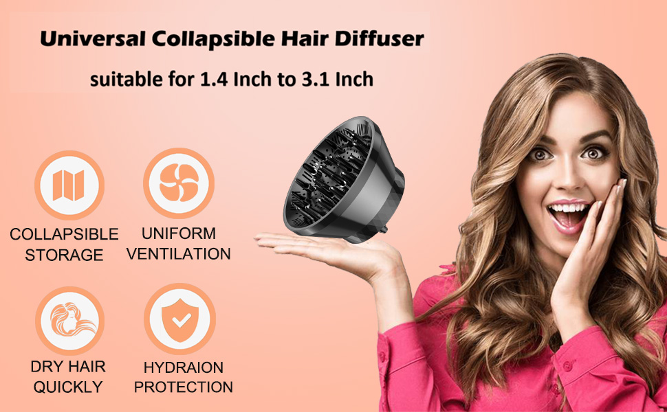 Universal Collapsible Hair Diffuser,Hair Dryer Diffuser for Curly Wave