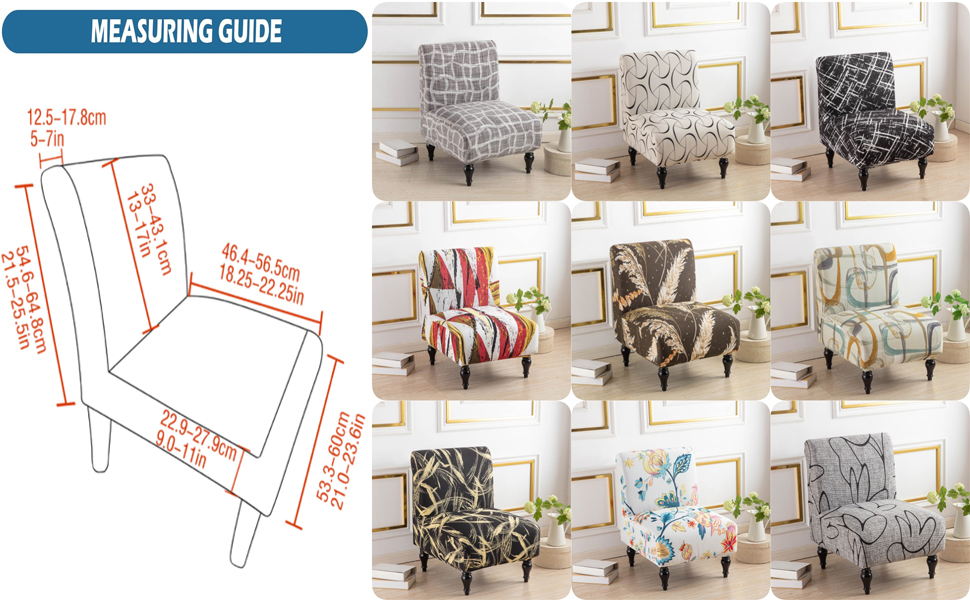 BSYMDH Armless Accent Chair Covers Printed Soft Armless