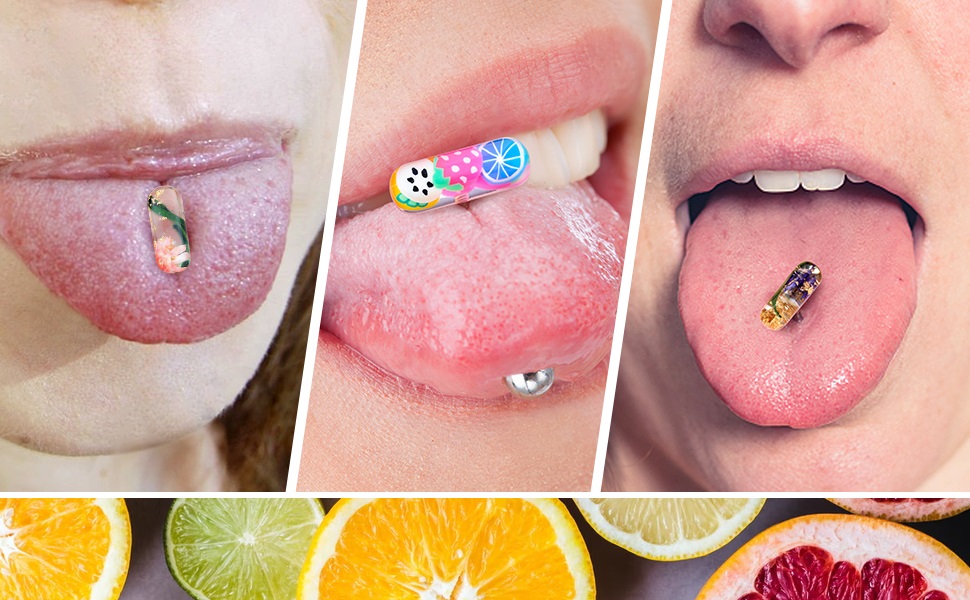 COCHARM G23 Titanium Tongue Rings 14g Acrylic Tongue Ring