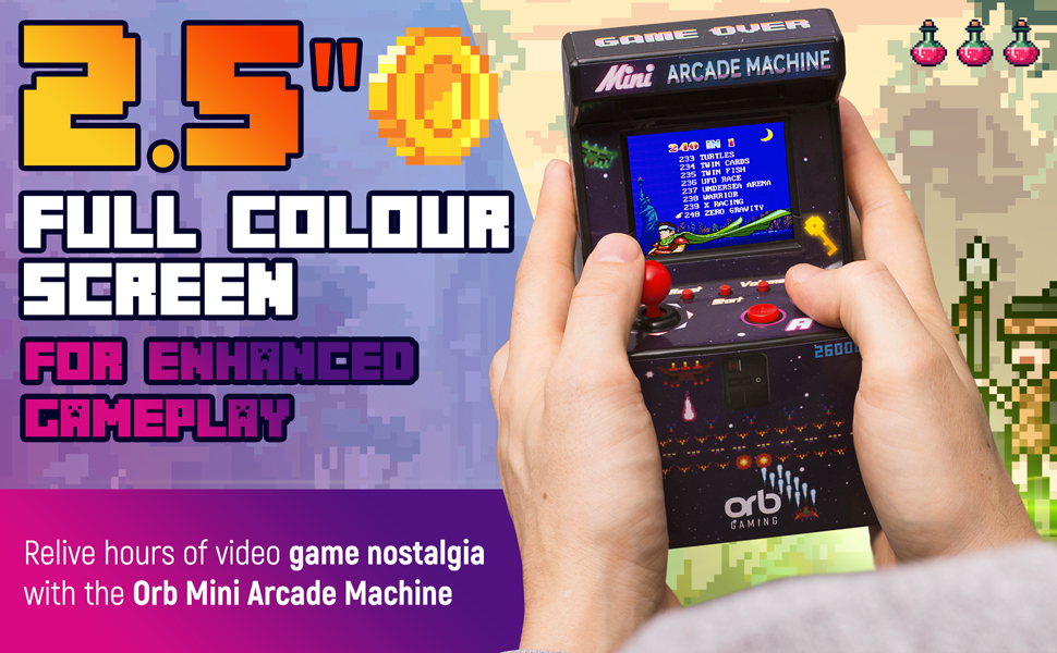 Orb Mini Arcade Machine, 240 BuiltIn Games Thumbs Up! Amazon.co.uk Toys & Games