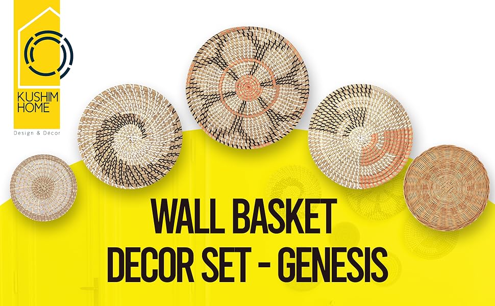 KushimHome Hanging Wall Basket Decor Set Large Wall