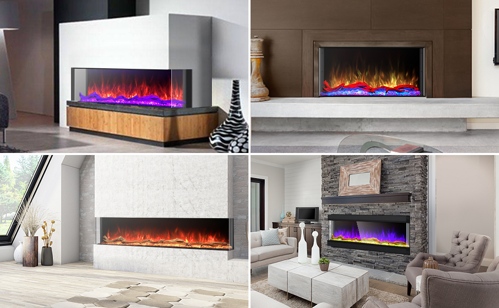 Cosmopolitan Fireplaces Phoenix Omnivue Series 56 inch 3 Sided Electric Fireplace