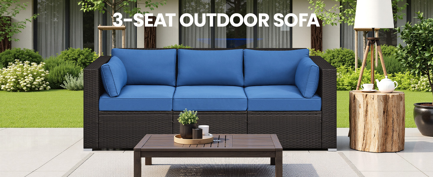  3-Seater Patio Resin Rattan Sofa