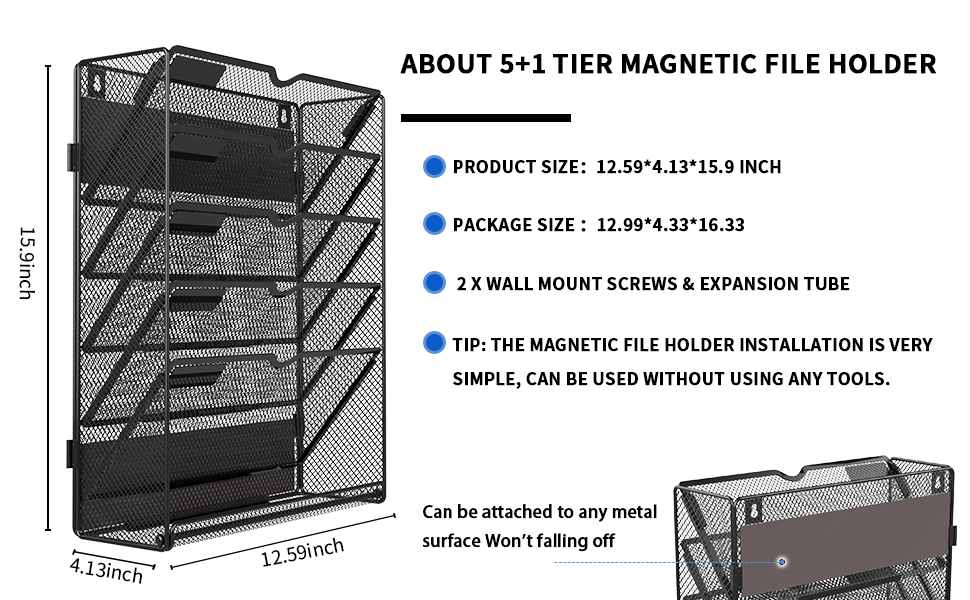Amazon.com: LQPAFZ 6-Tier Magnetic File Holder - File Cabinet Organizer ...