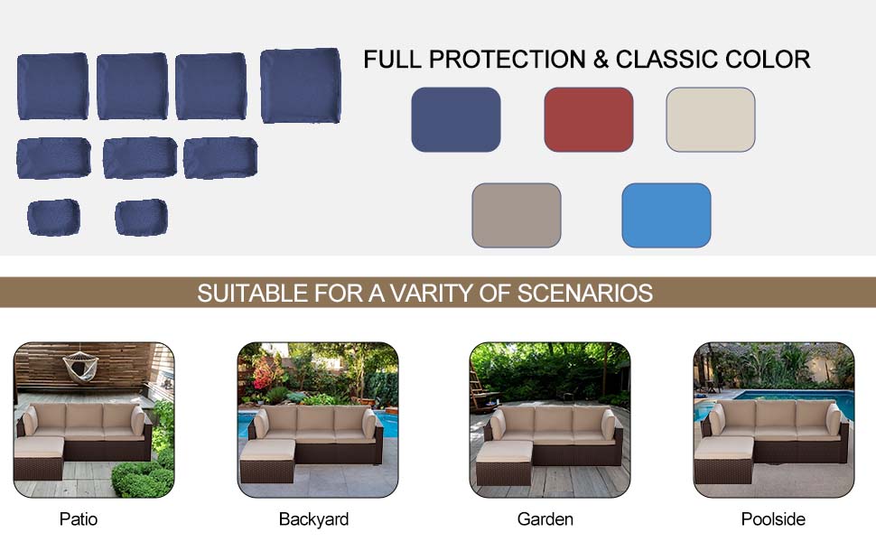 SUSIE'S GARDEN 9p Patio Cushion Covers Outdoor Patio
