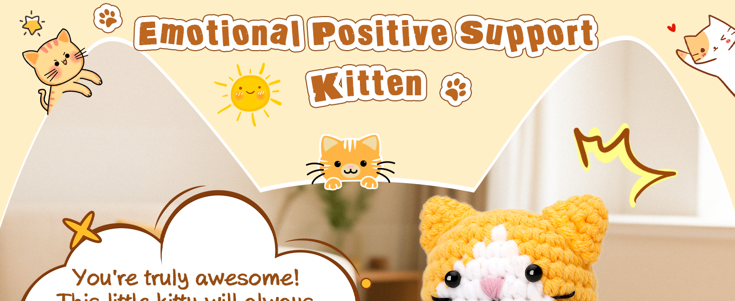 Emotional Positive Support Crochet Cat