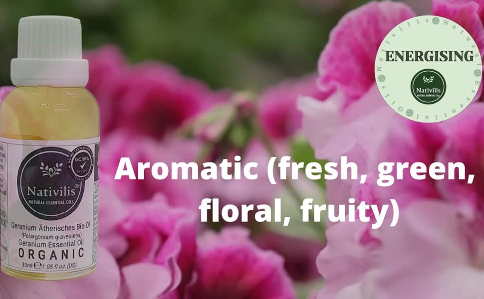 Nativilis Organic Geranium Essential Oil (Pelargonium graveolens) - 100% Natural 