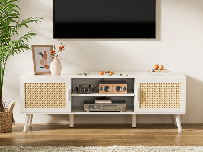 ♫テレビボート２drower TV cabinet Modern Minimalist style TV Stand with 2 Drawers & 2 Shelfs