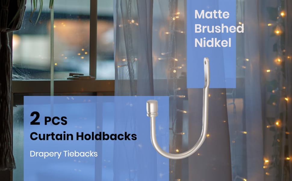 Arnorx 2 PCS Curtain Holdbacks, Metal Decorative Curtain Tiebacks with End Cap