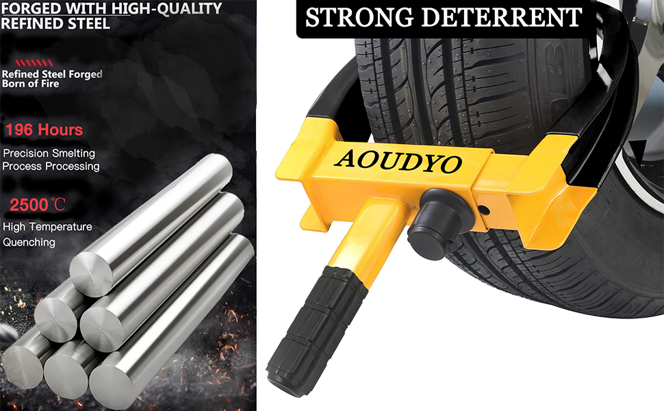 AOUDYO Heavy Duty Wheel Clamp Lock Adjustable, Upgraded Security