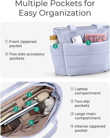 Tote Bag for Woman | Lightweight Puffy Shoulder Handbag with Multi Compartment | Travel, Office, Gym & Daily Use | Durable Taslan Fabric 34 hobo bag for woman