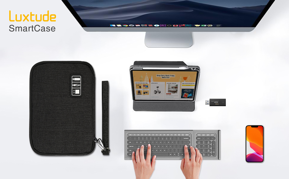 Luxtude Large Electronics Organizer, 11" Travel Cord Organizer, Large