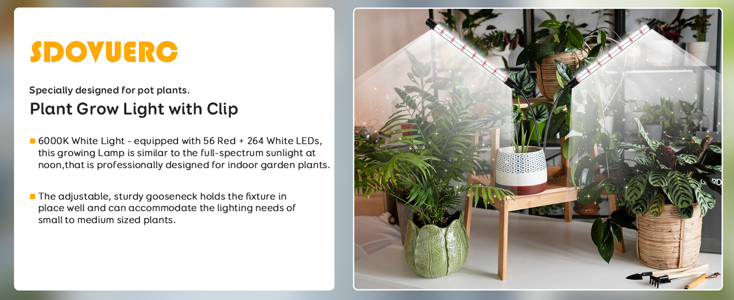SDOVUERC Plant grow light with clip special designed for house plants.