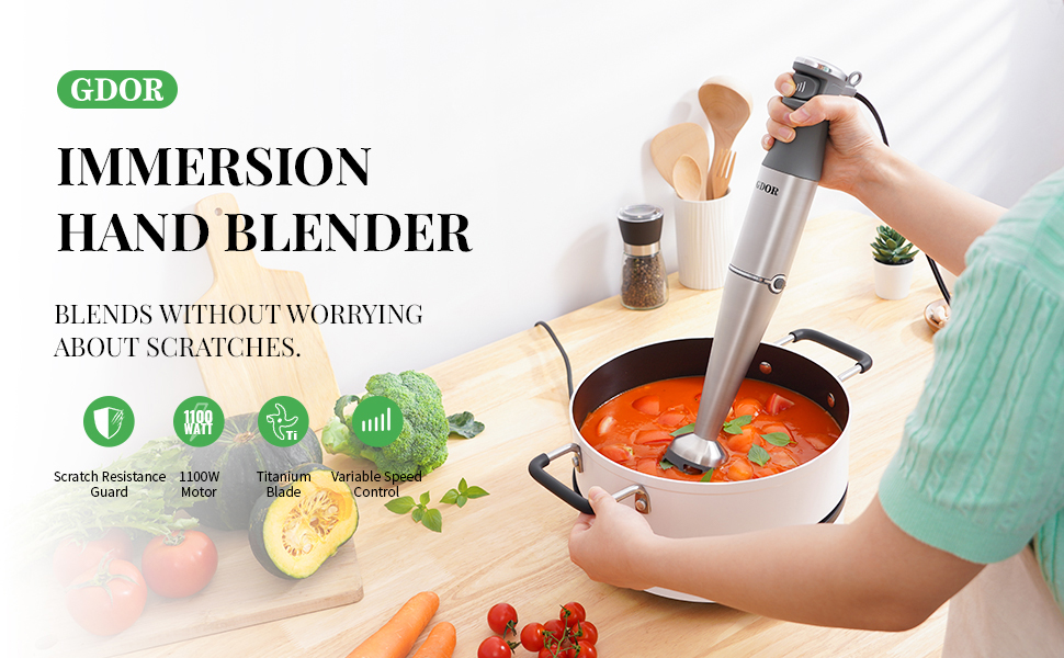 GDOR 800W Immersion Hand Blender Mixer, Scratch Resistance Stick