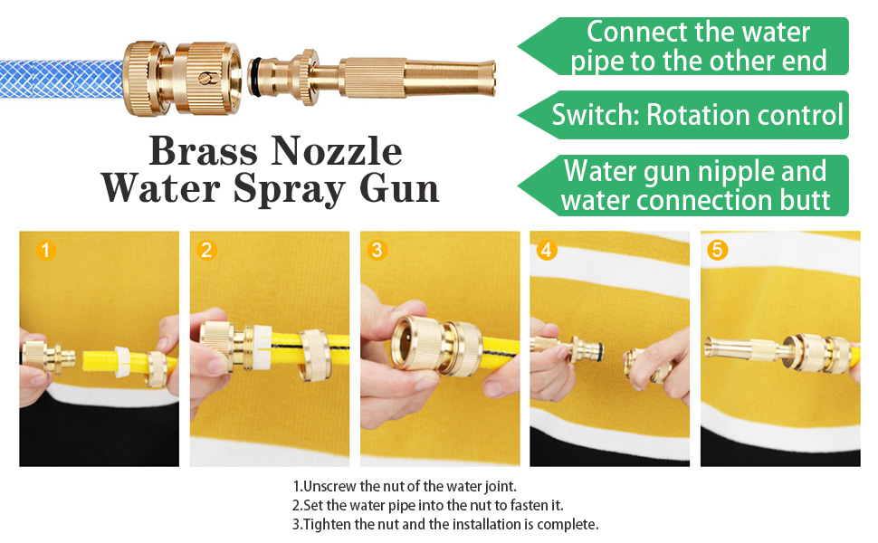 Jet Hose Nozzles Hose Pipe Spray Gun Suitable for 1/2" Hose Pipe for Gardening 